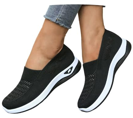 Eauptffy Zapatillas deportivas para mujer, zapatos para diabéticos, ligeros, transpirables, ortopédicos, zapatos de caminar anchos y cómodos, zapatos deportivos para exteriores, sin cordones