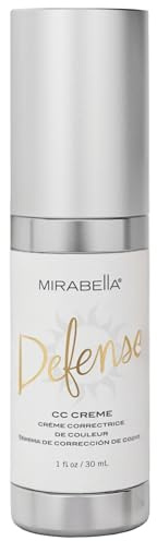 Mirabella Defense CC Creme Full Coverage Foundation with SPF 20, CC Cream Foundation with Sunscreen & Hyaluronic Acid, Oil Control with Salicylic Acid - Light