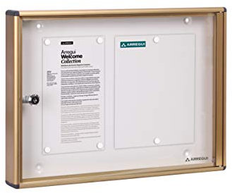 Arregui PAN46 Panel de Anuncios de Aluminio y metacrilato para 2 Hojas DIN A4, Dorado, 35 x 48 x 5 cm