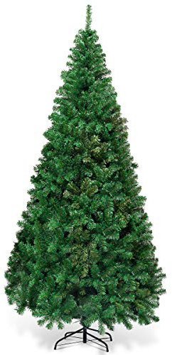 COSTWAY 210 cm Árbol de Navidad Artificial, Arbol de Navidad Verde con Base Metálica, Árbol Artificial de PVC con 950 Ramas, Decoración Navideña para Interiores Fácil de Montar