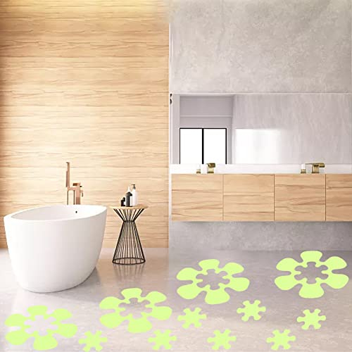 24 Stück Rutsch Sticker Anti Rutsch Dusche Aufkleber Rutschfester Aufkleber in Blumenform Selbstklebender Leuchtaufkleber für Dusche Badewanne Treppen Antirutsch Sticker Sicherheit