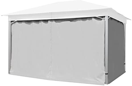 TOOLPORT 4 Seitenteile für Gartenpavillon Sunset Classic 3x4 m - Polyester ca. 160 g/m² - mit Reißverschluss - grau