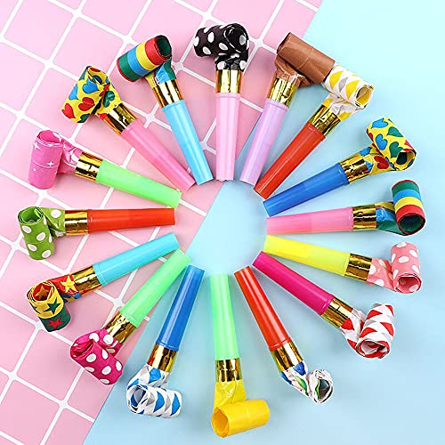 Partytröten,100er Pack Krachmacher Party Trötes Neuartige Kunststoff Whistles Gebläse für Kinder Partytütenfüller Weihnachten