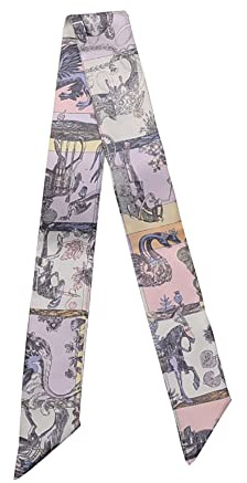 JERLA - foulard in 100% seta di gelso per testa e capelli, nastro per borsa per avvolgere il manico, fiocco per capelli,cravatta, fazzoletto da donna, 33.5×1.97