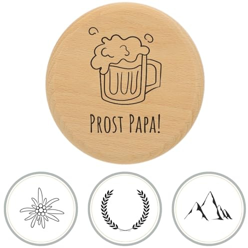 HOFMEISTER® Bierglasdeckel aus Holz mit Gravur des Namens und Motivs, personalisierte Abdeckung für Krüge und Biergläser bis 8,4 cm, als Schutz vor Insekten, Fliegen & Wespen, Garten, Geschenk