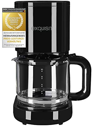 Exquisit Filterkaffemaschine KA 6103 sw | 12 Tassen Kaffee | 1x4 Filtergröße | 900 Watt | Abschaltautomatik | beleuchteter An-/Ausschalter | Wasserstandsanzeige | Tropfstopp | Warmhalteplatte