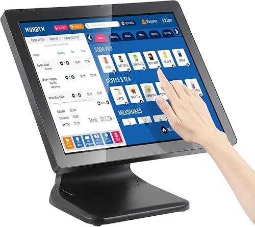 MUNBYN 17-inch POS-Touch-Screen-Monitor, Multi-Touch Monitor, 400 nits True Flat Seamless Capacitive LED, VGA/HDMI Input for Office, POS, Restaurant, No Driver Required