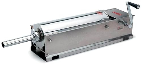 MBH – Embutidora industrial de salchichas manual INOX para hostelería. Máquina para embutir chorizos profesional horizontal.