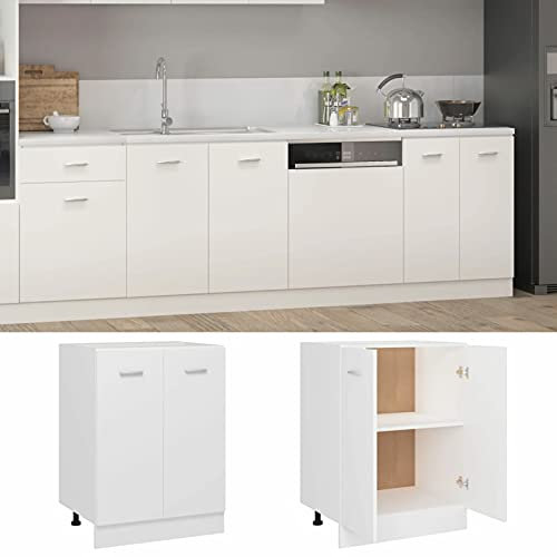 Festnight Armario Inferior Fregadero Cocina, Mueble Bajo de Cocina con Estantes, Módulos de Cocina, Armario Bajo de Cocina 60 x 46 x 81,5 cm Blanco