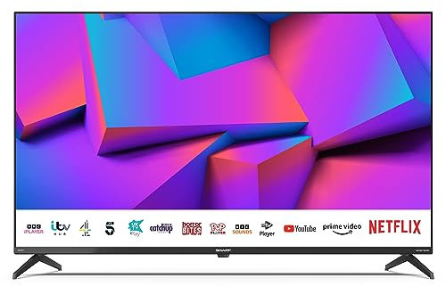 SHARP 43FK2K 43-Inch 4K Ultra HD Smart LED TV with HDR, Freeview Play, HARMAN/KARDON® Sound System, Aquos Net+, Pre-Installed Apps, SD Card Reader, 4x HDMI & 2x USB - Black