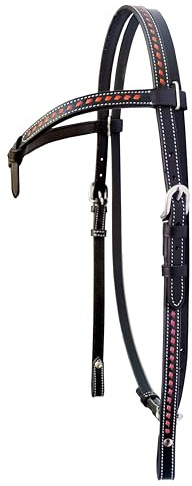 Equestrian Horse Tack Western Headstall Bridle Hand Braided Red Raw Hide Leather Weaving on Futurity Knot BrowBand Black Color Leather