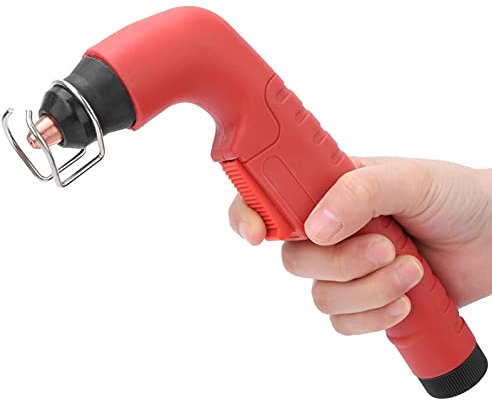 Plasmaschneider-Brennerkopf, Plasmaschneider-Brennerkopf, Plasmabrennerkopf, Roter Metall-Gummigriff + 2 Gummiabdeckungen, Plasmaschneider-Brennerkopf für Ergocut S45