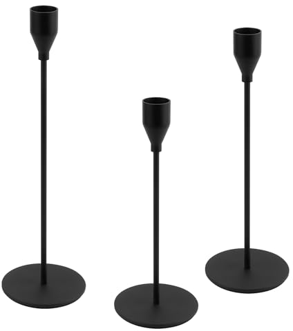 UKOFEW Candelabro Set,3 Pezzi Portacandele in Metallo,33/28/23 cm Candeliere da Tavolo,Candelabro Moderno per Matrimoni, Compleanni, Natale, Cena a Lume di Candela