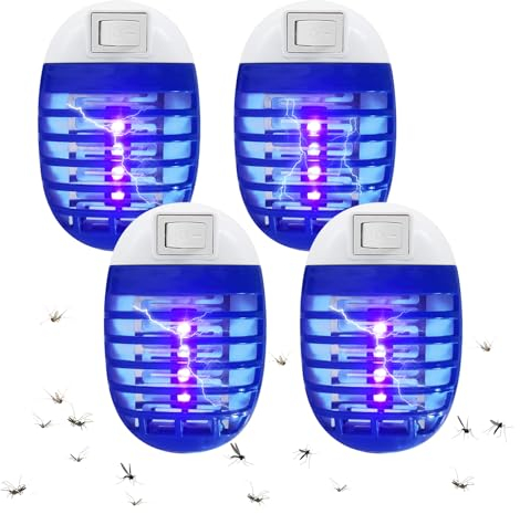 Lampe électrique anti-moustiques, 4 pièces, pièges à moustiques avec lampes UV, prise anti-moustiques, pour mites, mouches, moustiques, intérieur chambre à coucher cuisine