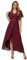 Ever-Pretty Women's A Line V Neck Applique Tea Length Wedding Guest Dress Burgundy 16UK