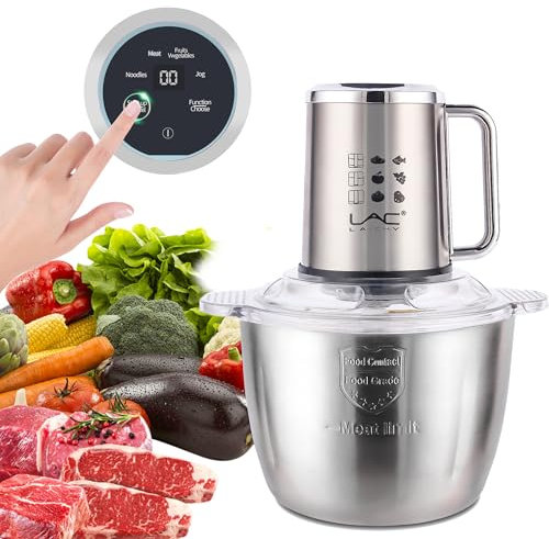 Procesadores de alimentos de 3 litros con pantalla táctil, picadora de carne y verduras con cuenco de acero inoxidable, 1 pieza de 4 espátulas para alimentos de bebés, carne, verduras, frutas