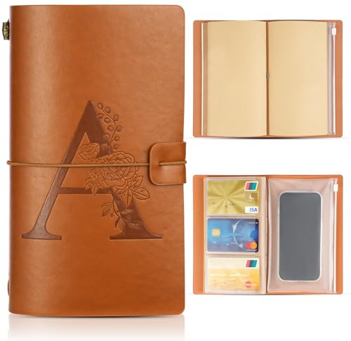 Alaoo Diario di Viaggio iniziale, Taccuino Diario di Viaggio, Taccuino in Pelle Rifillabile, Quaderno in Pelle Idee, per Donne Amico Sorella Collega Mamma(B)