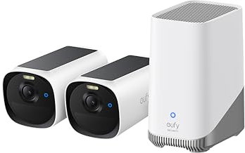 eufy Security eufyCam E40 2-Cam Kit (HomeBase S380) Solar Security Camera Outdoor Wireless, 2K Resolution, MaxColour Night Vision, HomeKit Compatible, Expandable Local Storage, No Monthly Fee