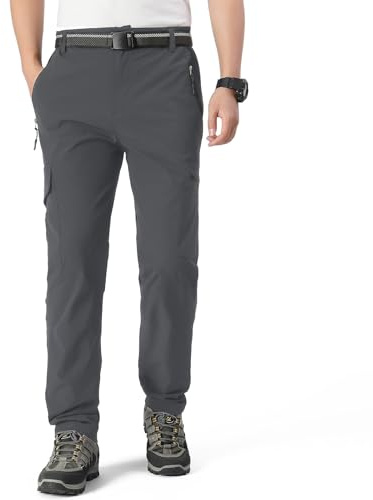 BWBIKE Pantalones de Senderismo al Aire Libre para Hombre Pantalones Cargo Ligeros Transpirables y de Secado Rápido con 6 Bolsillos para Viajes de Pesca y Trekking y Aventuras de Verano