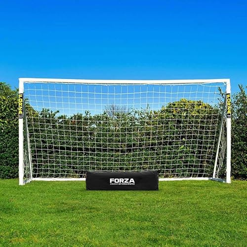 FORZA 12ft x 6ft Football Goal - All Weather uPVC Garden Goals with Quick and Easy Assembly - Optional Training Football, Target Sheet & Carry Bag