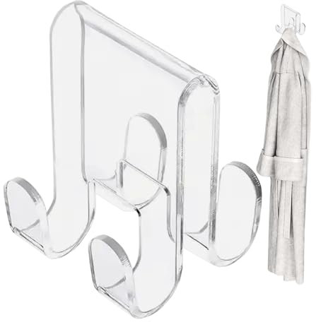 Generico Gancio Doccia – Robusto Gancio Accappatoio | Ganci per porta in vetto acrilico resistenti | Porta Asciugamani da Doccia con gancio su entrambi i lati per uso quotidiano ordinato