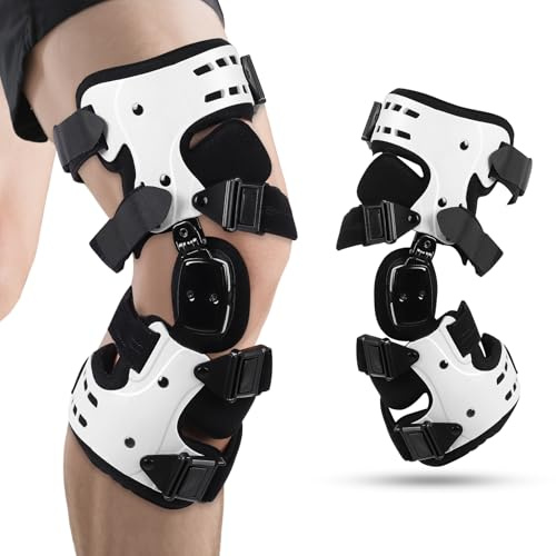 Mekturm Hinged Knee Brace OA Unloader Knee Brace, Knee Immobilizer Adjustable with Side Leg Stabilizers Orthosis, Knee Support for Osteoarthritis, Arthritis Pain, Degeneration, Right Side