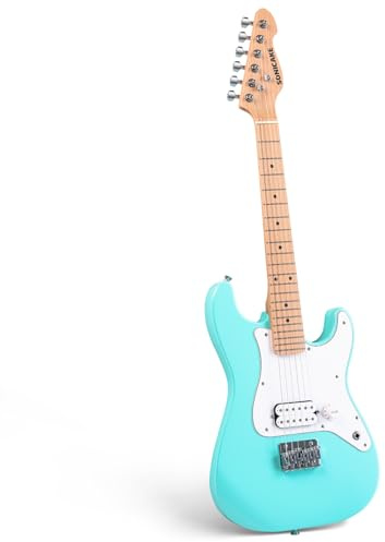 SONICAKE Guitarra Eléctrica de 30 para Principiantes, Cuerpo de Madera Maciza con Pastilla Humbucker, Mástil y Diapasón de Una Pieza de Madera QGT-50 (Verde)