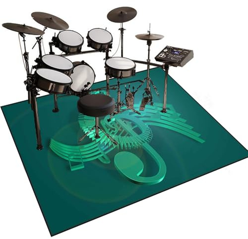 Tappeto per Batteria Acustica Tappeto Drum Antiscivolo Tamburo Tappeto, Professionale Tappeto Batteria Elettronica, Assorbimento degli Urti Insonorizzato Antiscivolo Tappeto a Tamburo 200 x 160 cm