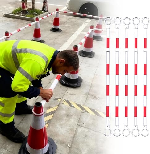 Infällbar Trafikkonstång Infällbar Konstång för Trafikkoner, Förlängningsstolpar för Trafikkoner för Parkeringsändamål, Reflekterande Tillfällig Säkerhetsavskiljarstång(5 pcs)