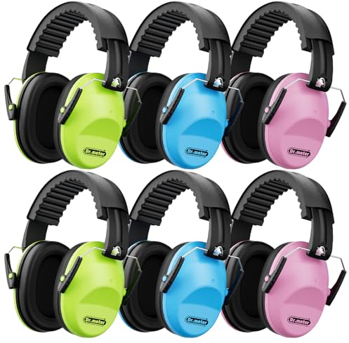Dr.meter 6Pack Ear Muffs for Noise Reduction: 27.4SNR Noise Cancelling Headphones for Kids Adults, Adjustable Hearing Protection Earmuffs for Monster Jam, Concerts, Fireworks, Autism Sensory Classroom