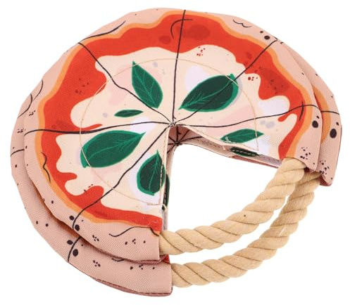 Kichvoe Dischi Volanti per Cani 2 Pezzi Gioco Interattivo Corda in Cotone Dizegno Pizza Resistente al Morso per Cuccioli Addestramento Outdoor