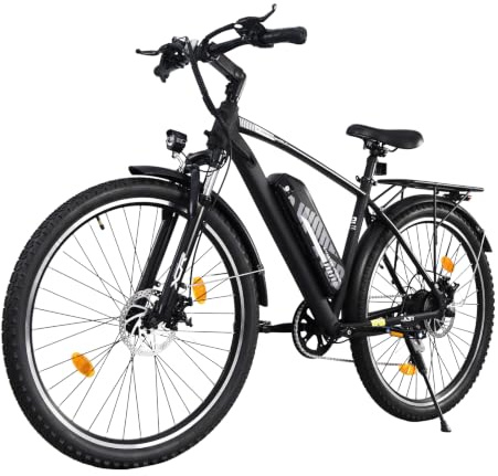 AVDLEU - Bicicleta eléctrica para adultos, 27,5 pulgadas, bicicleta de trekking para hombre, mujer, 250 W, batería extraíble 36 V 12,8 Ah, autonomía hasta 42 KM, bicicleta eléctrica urbana 25 km/h