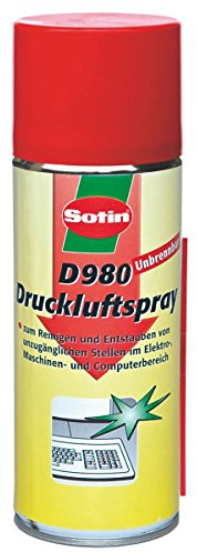 Sotin Druckluftreiniger D980 unbrennbar - Druckluftspray 400ml Dose - besonders hoher Druck / D98
