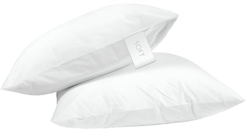 Digital Decor Juego de 2 Almohadas con Funda 100% de algodón y Relleno de Microfibra Hueca con Tacto de plumón, como Las utilizadas en hoteles. Fabricadas en Estados Unidos. 3 Niveles de firmeza