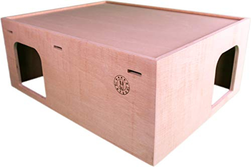 Getzoo Casa Cube Bilbo | Adecuado para cobayas | Diseño Natural y Espacioso Dos Grandes entradas | Ventilación optimizada y Plataforma de observación de Techo | Mayor Seguridad