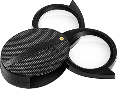 ULTECHNOVO Pocket Magnifying Glass 5X Folding Handheld Portable Magnifier