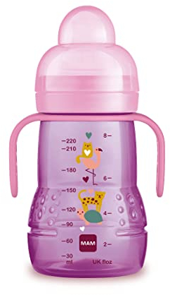 MAM Tasse Trainer, avec tétine en silicone Skinsoft anti-goutte, facile à attraper, 4 + mois, 220 ml, rose