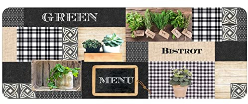 Douceur d'Intérieur, Tapis Rectangle (45 x 120 cm) Green Bistrot Gris, Mousse Imprimée