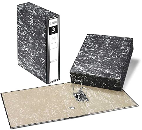 Archivador A-Z + Caja PRAXTON Negro Jaspedado, Din-A4 Ancho 75 mm. (Pack x10)