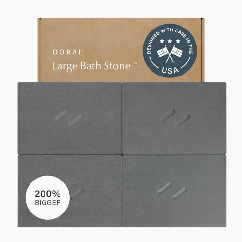 Dorai Home Stone Bath Mat for Bathroom | Quick-Drying Diatomaceous Earth Shower Mat, Non-Slip Natural Stone Modern Bathroom Rugs, Customizable Design | Slate, Large - 32.1 x 22.8 x 0.6
