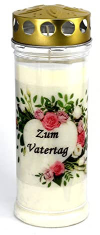 Kerzen Junglas - Grabkerze Vatertag mit 7 Tagen Brenndauer, (3792), schöne Grablichter mit Motiv, Grabkerzen mit Deckel, Grabschmuck wetterfest, Trauerkerzen mit Spruch, Friedhofskerzen