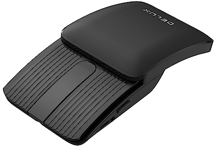 DELUX Foldable Bluetooth Mouse, Portable Mini Sliding Wireless Mouse, Touch Scrolling, Rechargeable, Multi-Device, 1600 DPI, Slidable Folding Lightweight Pocket Mouse for Laptop/PC/Mac (Black)