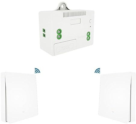 ZOREI Interruttore Senza Fili,Trasmettitore Ricevitore RF,Installazione Punto Luce Senza Rompere il Muro,220V 10A Max 2200W,Interruttore Wireless Senza Pile (1 Ricevitore + 2 Interruttori da 1 Tasto)