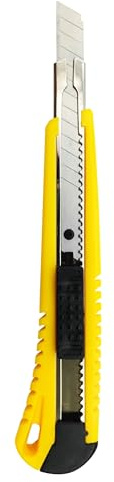RAYLU PAPER - Professionelles einziehbares Cuttermesser mit rutschfestem Griff und 9mm Klinge, robustes Universalcutter mit Edelstahlführung und Klingenverriegelung für Lagerarbeiten (Modell 110)