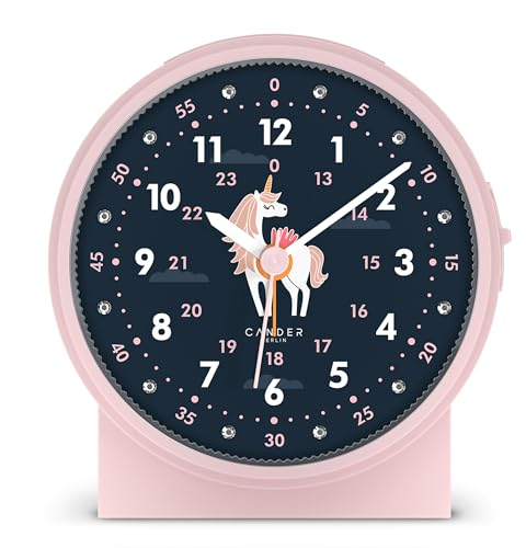 Cander Berlin MNU 1209 M Kinderwecker lautlos Einhorn Licht Snooze Beleuchtung analog Jungen Mädchen Kinderzimmer Wecker Kinder