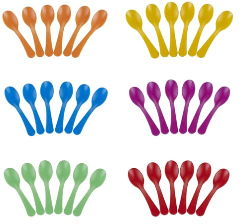 Plastic Egg Spoons for Soft Boiled Eggs,Colorful Disposable Coffee Spoons Plastic Spoons Disposable Hard and Soft Boiled Egg Spoons Multifunctional Plastic Spoons for Coffee, Tea,Ice-cream Pack of 36