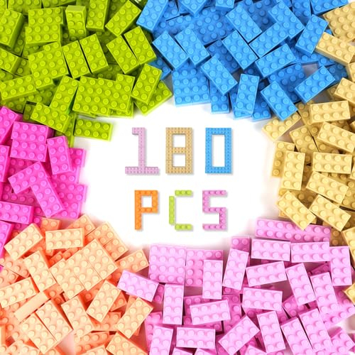 HOTUT Mattoncini Costruzioni per Bambini, 180 Pezzi Mattoncini Colorati da Costruzione, Classic Colore Bricks Blocks Giocattolo per Bambini, Compatibili con Tutti i Marchi Classic di Mattoni