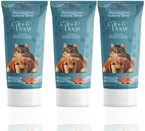 Riverside Salmon Paste for Dogs - 3 x 90g Omega-3 Rich Salmon Dog Treats - Delicious Dog Treats for Licky Mats - OIL SEPARATION IS NATURAL