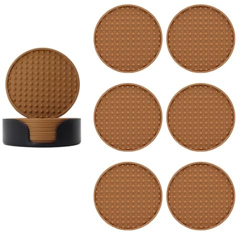 Sottobicchieri per bevande – Sottobicchieri per esterni – per uso esterno, antiscivolo e anti-trabocco, supporto incluso rotondo stile europeo, confezione da 6 sottobicchieri ispessiti per tavolo