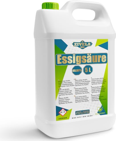 5 l ättiksyra 49,9 % premiumkvalitet – din allrounder i hushållet! | Ättiksyra 50 % livsmedelskvalitet Made in Europe